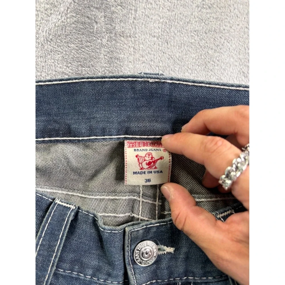 True Religion Ricky Men's Jeans Size 36 Blue Cotton Relaxed Straight USA Made